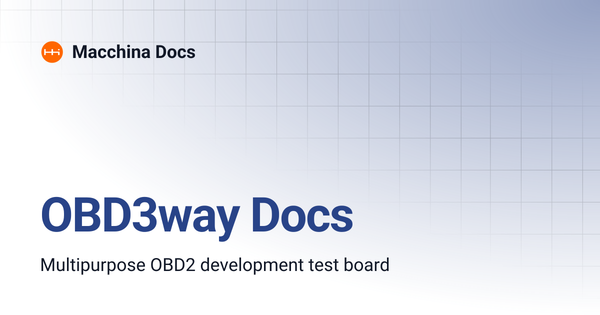 OBD3way Docs | Macchina Docs